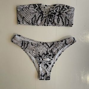 snakeskin bandeau bikini